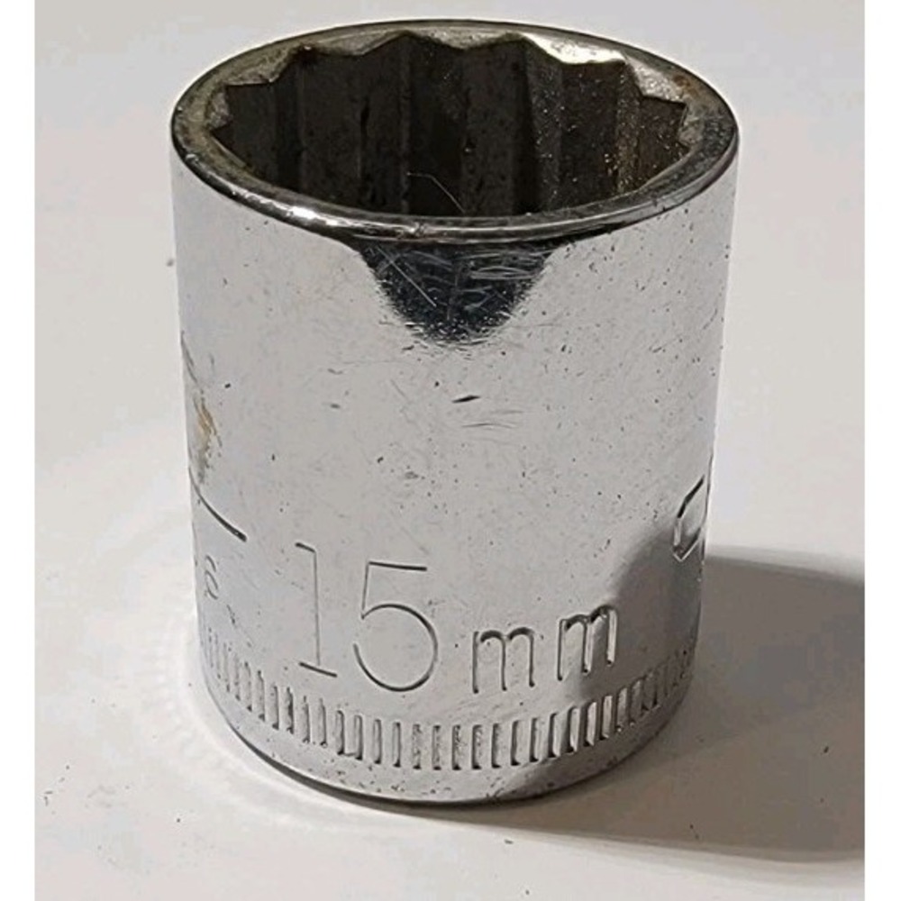 Vintage Craftsman 15mm Socket 3/8" Drive 12 Pt Shallow Socket -G- #44306 USA
